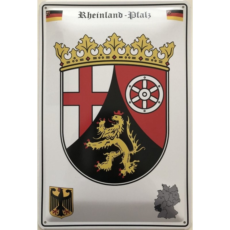 Deutschland Rheinland Pfalz Wappen Blechschild 30 X 20 Cm