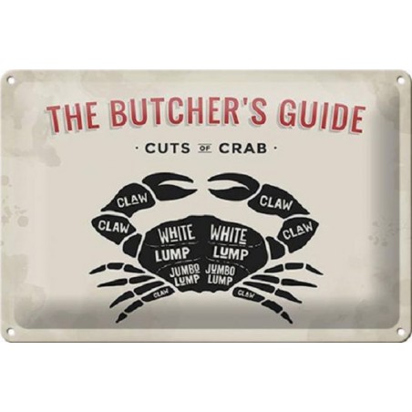 BBQ: The Butcher`s Guide - Cuts Of Crab - Blechschild 30 X 20 Cm