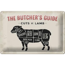 BBQ: The Butcher`s Guide - Cuts Of Lamb - Blechschild 30 X 20 Cm